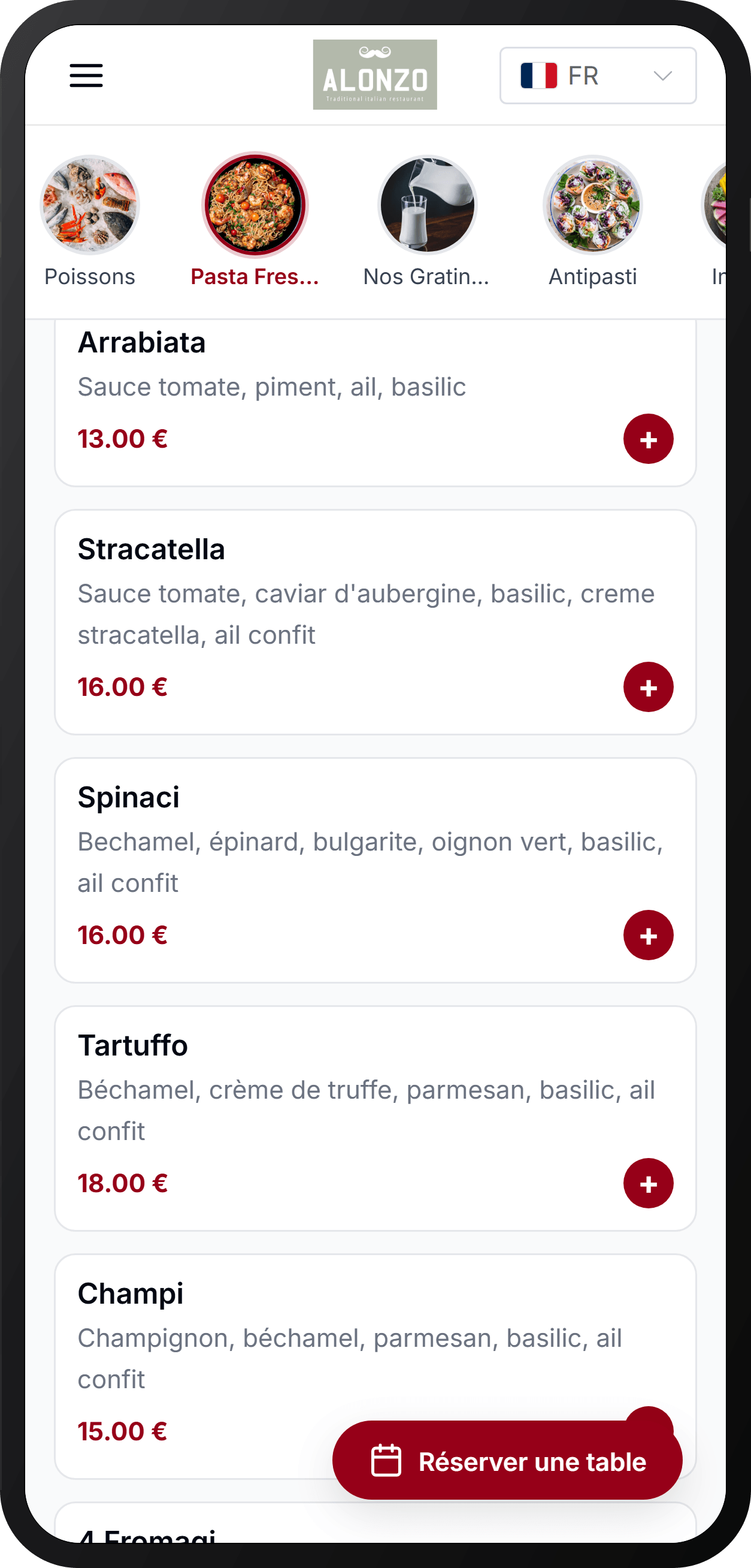 Un menu digital élégant, accessible par QR Code